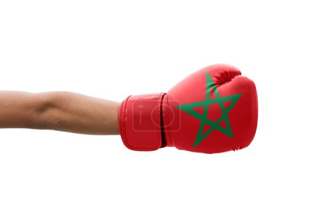 Téléchargez les photos : Drapeau 3D du Maroc sur un gants de boxe. - en image libre de droit