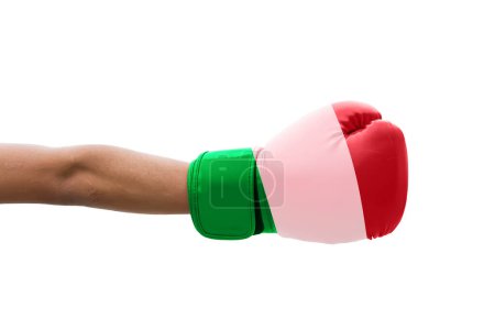 Téléchargez les photos : Drapeau 3D de l'Italie sur un gants de boxe. - en image libre de droit