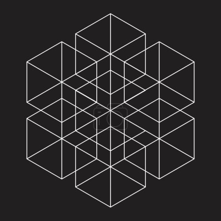 Illustration for The abstract hexagon overlap on a black background. - Royalty Free Image