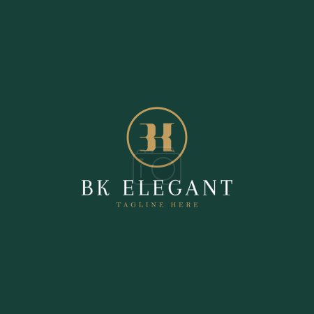Ilustración de Letras elegantes y lujosas BK Monogram logo design vector - Imagen libre de derechos
