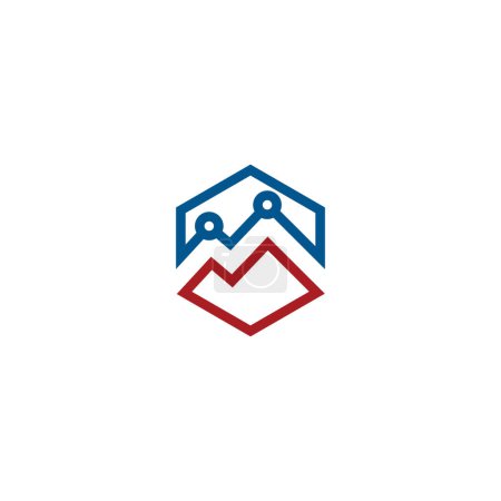 Illustration for Hexagonal Mountain Technology logo - Royalty Free Image