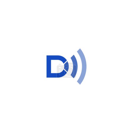 Illustration for Letter D WiFi Wave Logo - Royalty Free Image
