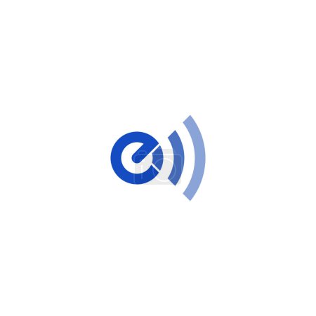 Illustration for Letter E WiFi Wave Logo Lowercase - Royalty Free Image