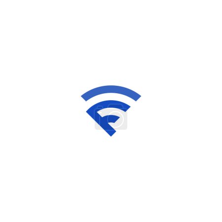Illustration for Letter F WiFi Wave Logo - Royalty Free Image