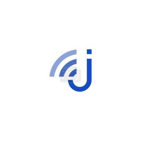 Illustration for Letter J WiFi Wave Logo - Royalty Free Image