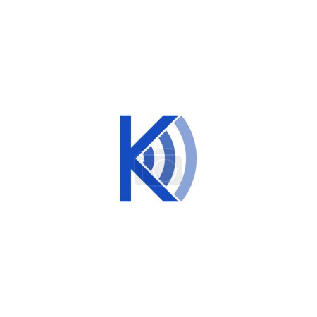 Illustration for Letter K WiFi Wave Logo - Royalty Free Image