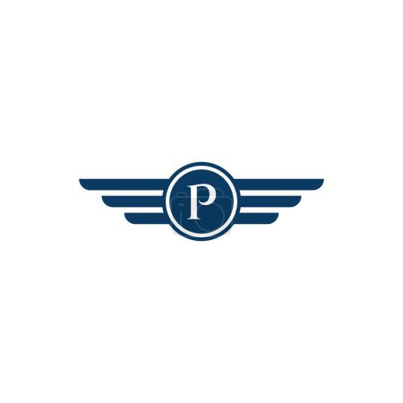 Ilustración de Letra P Wing logo design vector - Imagen libre de derechos