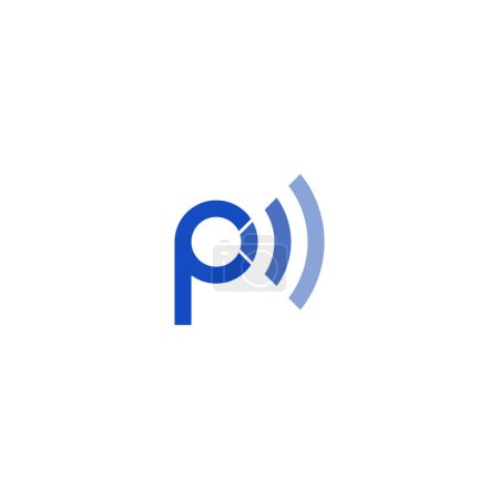 Illustration for Letter P WiFi Wave Logo - Royalty Free Image