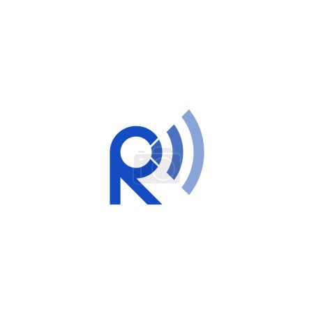 Illustration for Letter R Radio Wave or WiFi Logo - Royalty Free Image