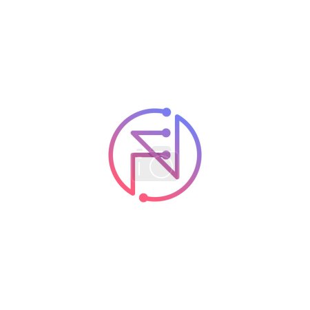 Illustration for Letters FN NF Technology logo design vector - Royalty Free Image