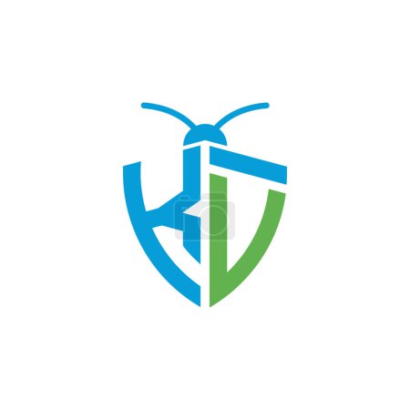 Téléchargez les illustrations : Lettres KV Logo de lutte antiparasitaire - en licence libre de droit