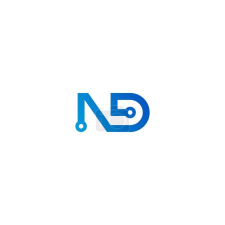 Illustration for Letters ND Technology logo design vector - Royalty Free Image
