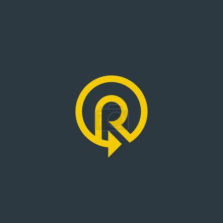 Illustration for Letter R Reset or any Re- and Arrow. Characteristic of the logo is Minimal Simple Modern. rewrite, revive, etc. - Royalty Free Image