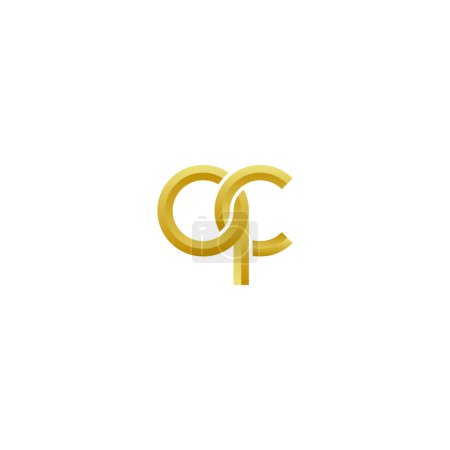 Ilustración de Lujoso diseño de logotipo de letras doradas QC - Imagen libre de derechos