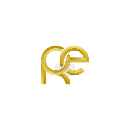 Ilustración de Lujosas letras doradas RE logo design - Imagen libre de derechos