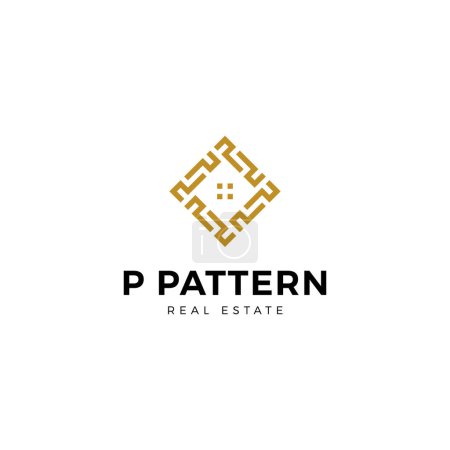Illustration for Luxurious Letter P pattern House logo design vector - Royalty Free Image