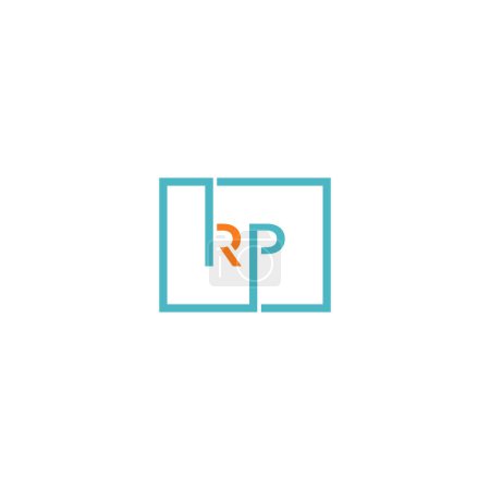 Téléchargez les illustrations : Lettre d'entreprise RP en rectangle Monogramme Logo Design Vector - en licence libre de droit