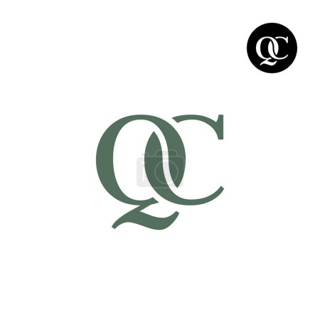 Ilustración de Diseño moderno lujoso del logotipo del monograma de QC de la letra de Serif - Imagen libre de derechos