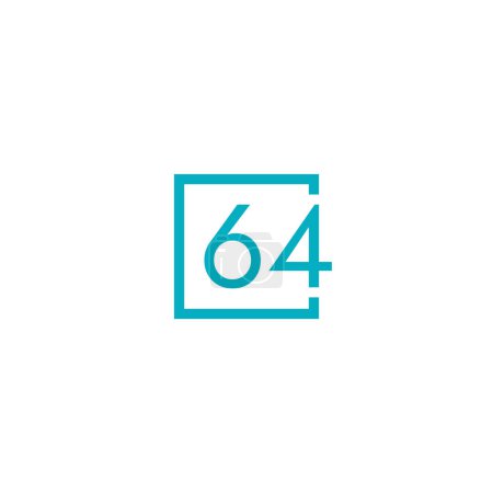Téléchargez les illustrations : Numéro d'entreprise 64 dans la conception de logo de monogramme de boîte carrée - en licence libre de droit