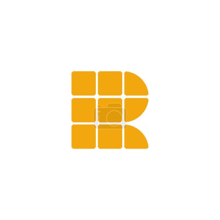 Ilustración de Letra R Diseño del logo del panel solar - Imagen libre de derechos