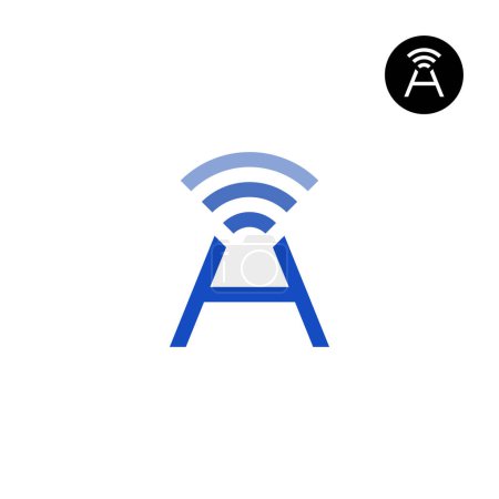 Illustration for Letter A WiFi Wave Logo Vector - Royalty Free Image