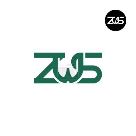 Ilustración de Carta ZWS Monograma Diseño de Logo - Imagen libre de derechos