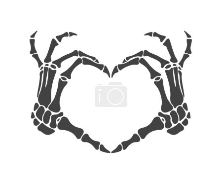 Illustration for Skeleton hands, heart gesture, fingers, flat vector, cut files - Royalty Free Image