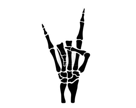 Illustration for Skeleton hands gesture horns, rock, fingers, black flat vector, cut files - Royalty Free Image