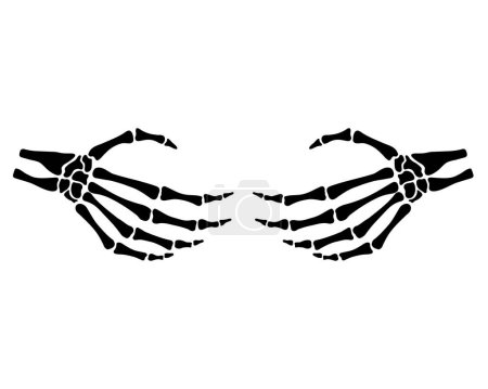 Illustration for Skeleton hands gesture, hug, breast, fingers, black flat vector, cut files - Royalty Free Image