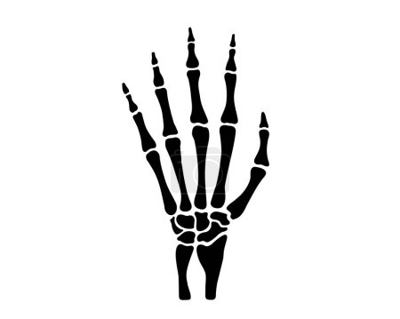 Palma de esqueleto, gesto de manos, cinco alto, dedos, vector plano negro, archivos de corte