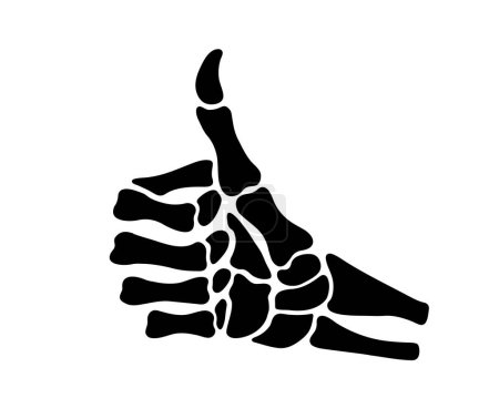 Illustration for Skeleton hand gesture like, big fingers, thumbs up, black flat vector, cut files - Royalty Free Image