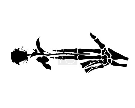 Illustration for Skeleton fingers gun rose, gesture, pistol, black flat vector, cut files - Royalty Free Image