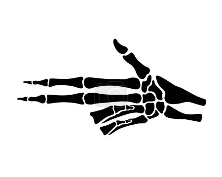 Squelette doigts pistolet, geste, pistolet, vecteur plat noir, fichiers coupés