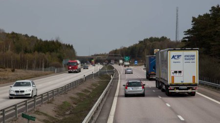 Photo for Traffic on the E6-E20 motorway outside Kungsbacka, Halland, western Sweden. - Royalty Free Image