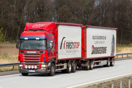 Photo for Traffic on motorway E6-E20 near Falkenberg, Halland, Sweden. - Royalty Free Image