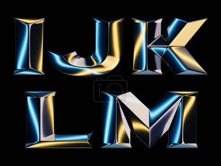 3d rendering of glossy chrome letters with shining lights effect