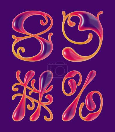 Téléchargez les photos : Set of 3d rendered curly letters with smooth glossy surface. - en image libre de droit