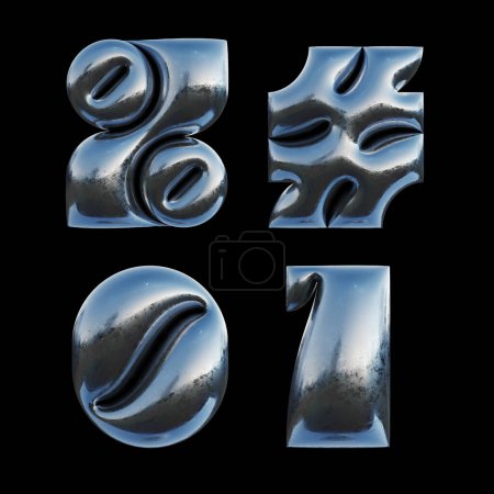 Foto de 3d rendered set of letters made of metallic foil with bold inflated shape. - Imagen libre de derechos