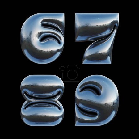 Photo for 3d rendered set of letters made of metallic foil with bold inflated shape. - Royalty Free Image