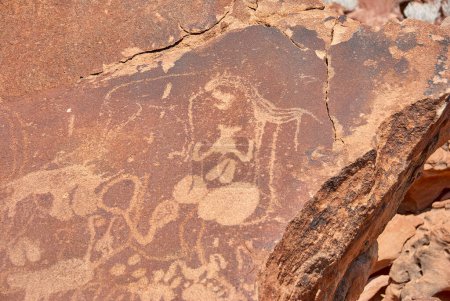 Photo for Twyfelfontein, Namibia - 07 16 2013: rock engravings are a Unesco World Heritage Site in northern Namibia - Royalty Free Image