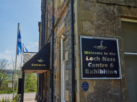 Photo for Drumnadrochit, Scotland - 05 23 2018: welcome sign at the Loch Ness visitor centre in Scotland. - Royalty Free Image