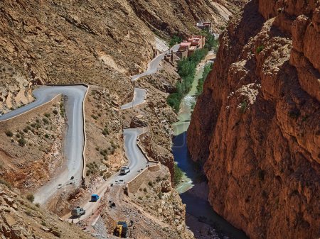 Photo for Tight switchbacks and hairpin turns of the beautiful dades gorges in the mountains of Morocco. - Royalty Free Image
