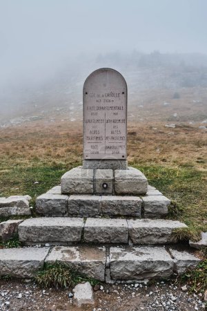 way marker of mountain pass Col de Cayolle in the french Alps a stage of the tour de France
