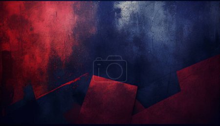 Stilvoller rot-blauer Grunge-Hintergrund mit rauer Textur und Platz für Text. Perfekt, um Ihre kreativen Ideen zu präsentieren und ein mutiges Statement zu setzen