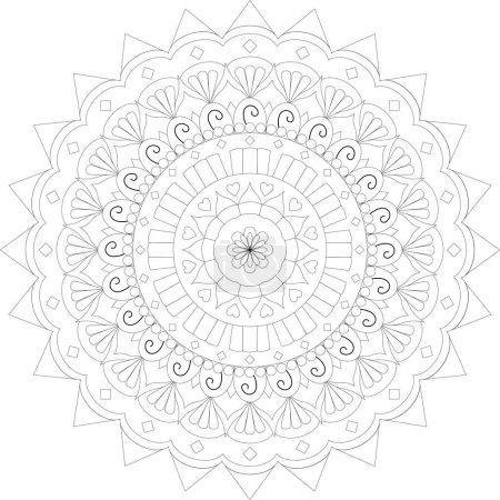 Illustration for Mandala ornamental floral color blanco de tipo abstracto, pinceleadas artisticas - Royalty Free Image