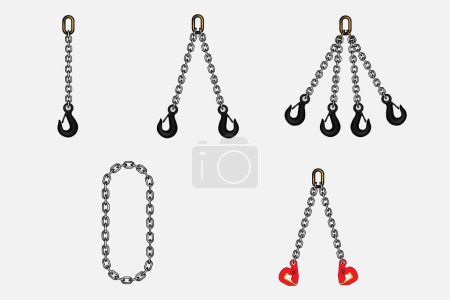 A set of chain slings. Vector graphics. Vector illustration