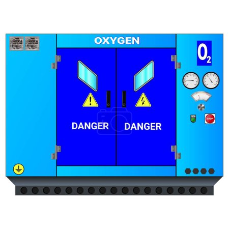 Ilustración de Estación de producción de oxígeno. Ilustración vectorial - Imagen libre de derechos