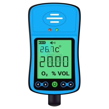 Illustration for Portable air analyzer, oxygen concentration detector. Vector illustration - Royalty Free Image