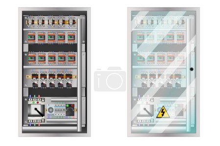 Electrical Panel With magnetic contactor . Vector illustration