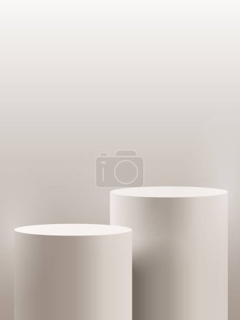 Foto de Dos podios blancos simples y mínimos para productos de exhibición sobre un fondo blanco - Imagen libre de derechos